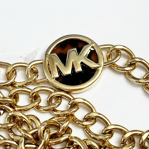 NEW Michael Kors Gold Faux Tortoise Shell Signature Logo Chain Belt main image 2